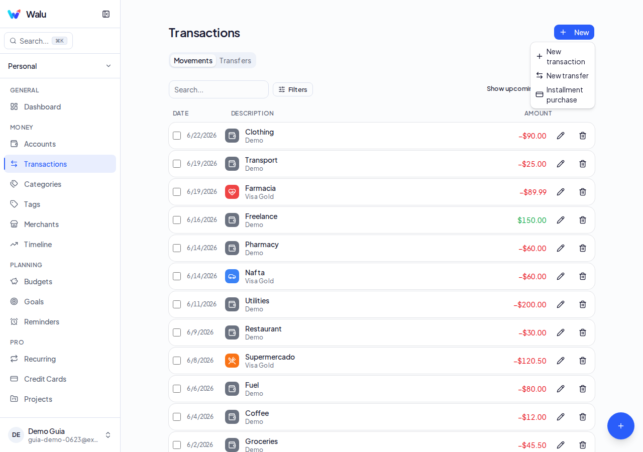 Your first transaction