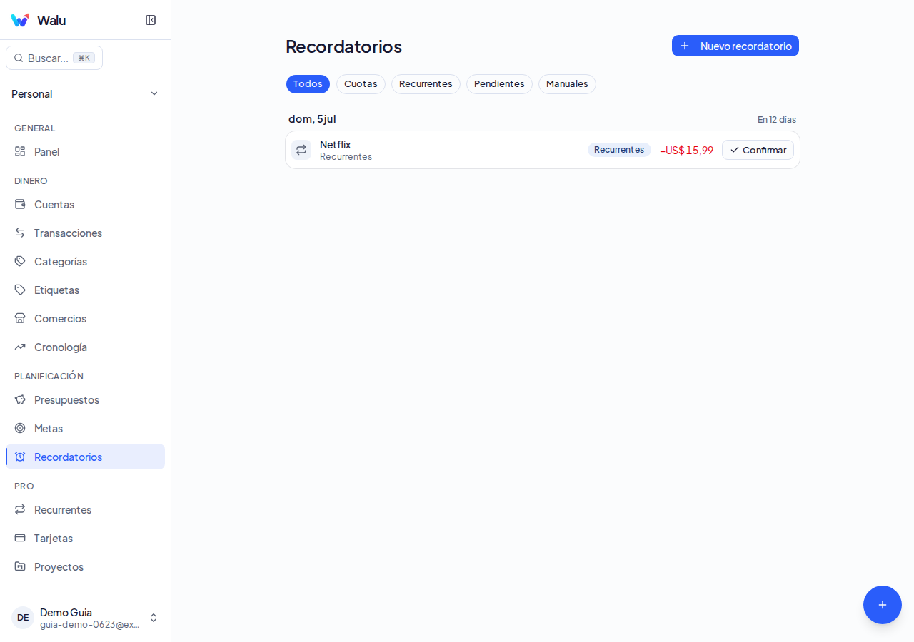 Recordatorios