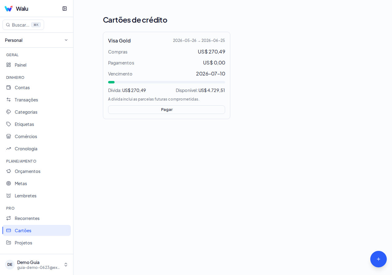 Cartões de crédito