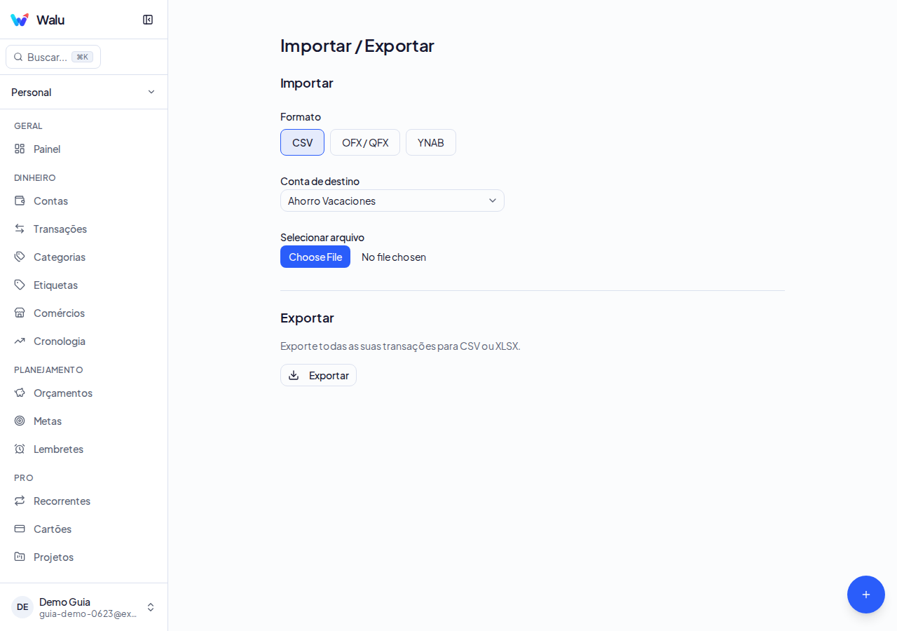 Importar / Exportar