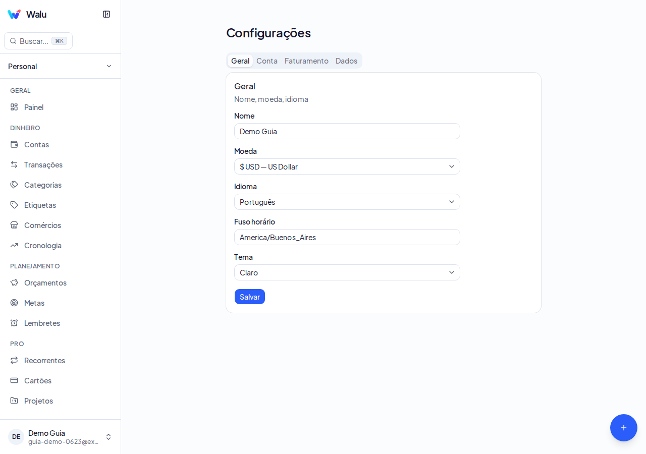Configurações